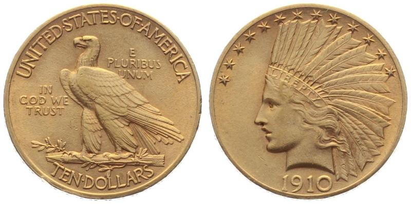 USA 10 $ 1910 o. Mzz. - Indianer